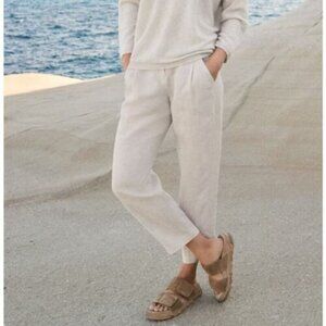Poetry Cream High‎ Rise Linen Pull On Tapered Pants